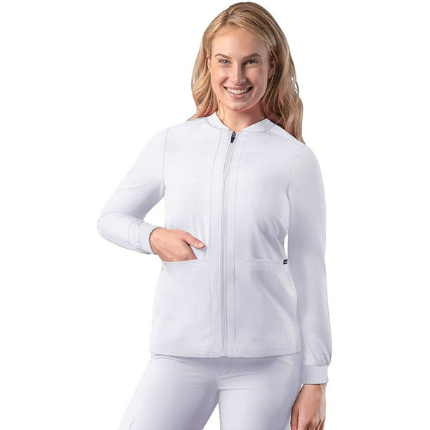 Adar Adar Addition Scrubs for Women Zippered Bomber Scrub Jacket A6200 White XS
