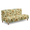 thumbnail image 3 of SCRAWLGOD Sunflower Leaf Print Armless Couch Slipcover Stretch Soft Couch Cover Washable Sofa Slipcover with Elastic Bottom for Dogs, 3 of 9