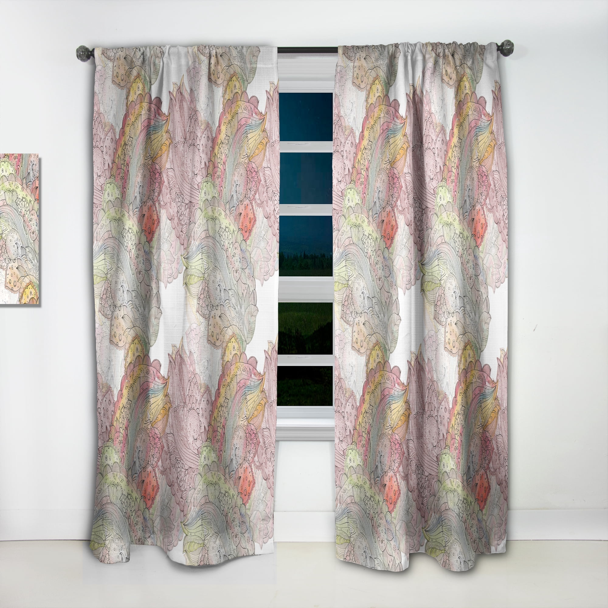 Designart 'Ethnic Motif With Watercolor' Bohemian & Eclectic Curtain Panel