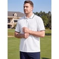 thumbnail image 2 of DARING DIVA Men's Big & Tall Shirts Casual Short Sleeve Color Block Polo Shirt 3XL White, 2 of 7
