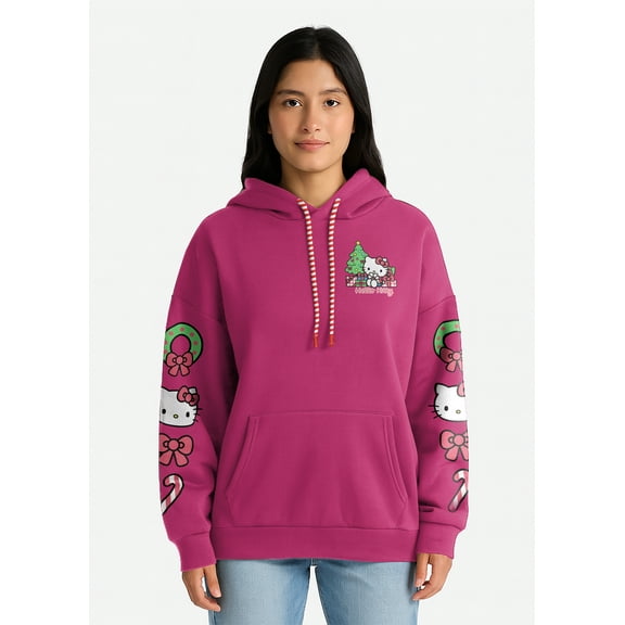 Hello Kitty Women's Holiday Graphic Hoodie with Long Sleeves, Sizes XXS–XXL