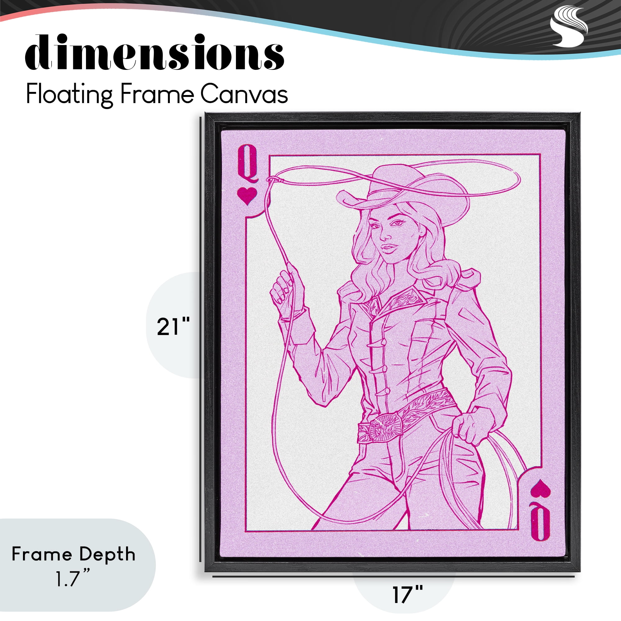 Stupell Industries Cowgirl Queen of Hearts Black Framed Floater Canvas Wall Art, design by Ziwei Li