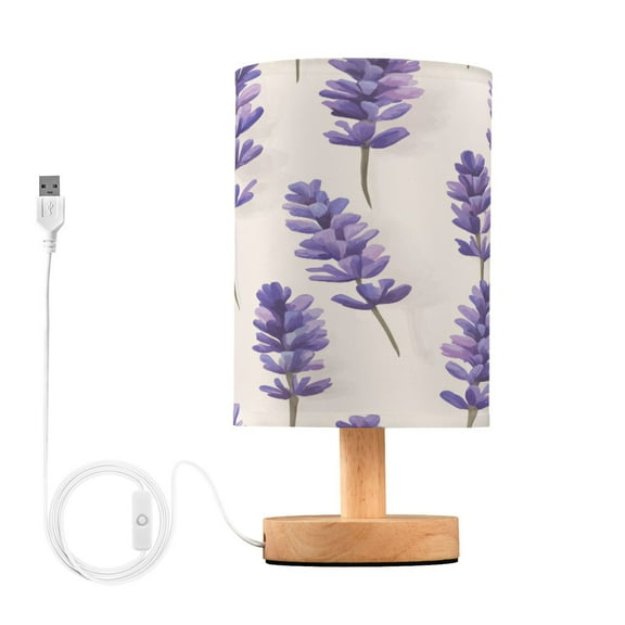 Yayeee Table Lamp for Bedroom Nightstand LED Portable Bedside Warm Light, Lavender Pattern