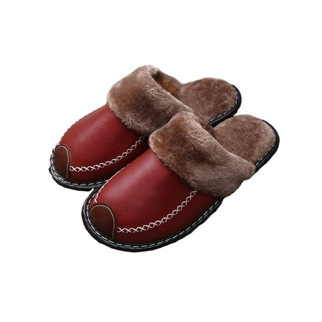 Minnieouse Zapatillas de casa Suministros de invierno Zapato cálido Impermeable Base gruesa Zapatos de fondo Mujer Mujer Hombre Vino 27 (39-40) Type3 NO3