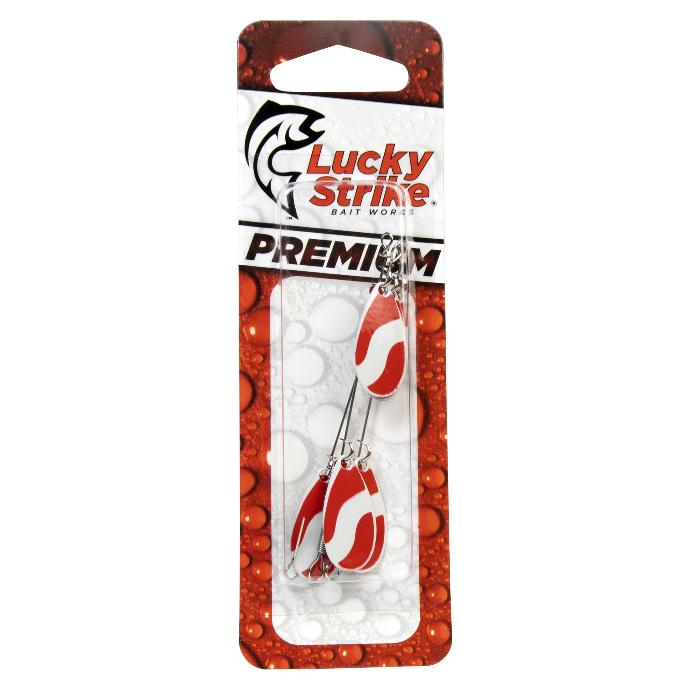 Lucky Strike Baitworks #3 Red & White Double Spinner - 3-pack - Fishing Spinner