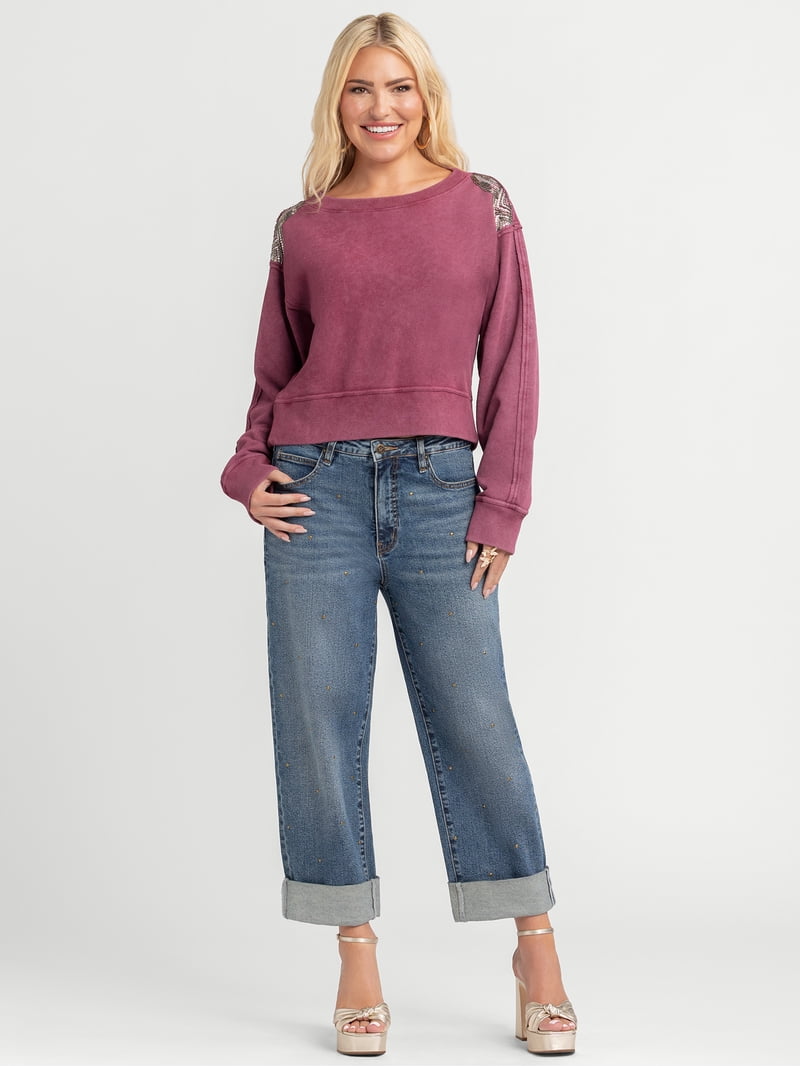 Jessica Simpson Women's and Women's Plus Zinnia Boyfriend Jeans