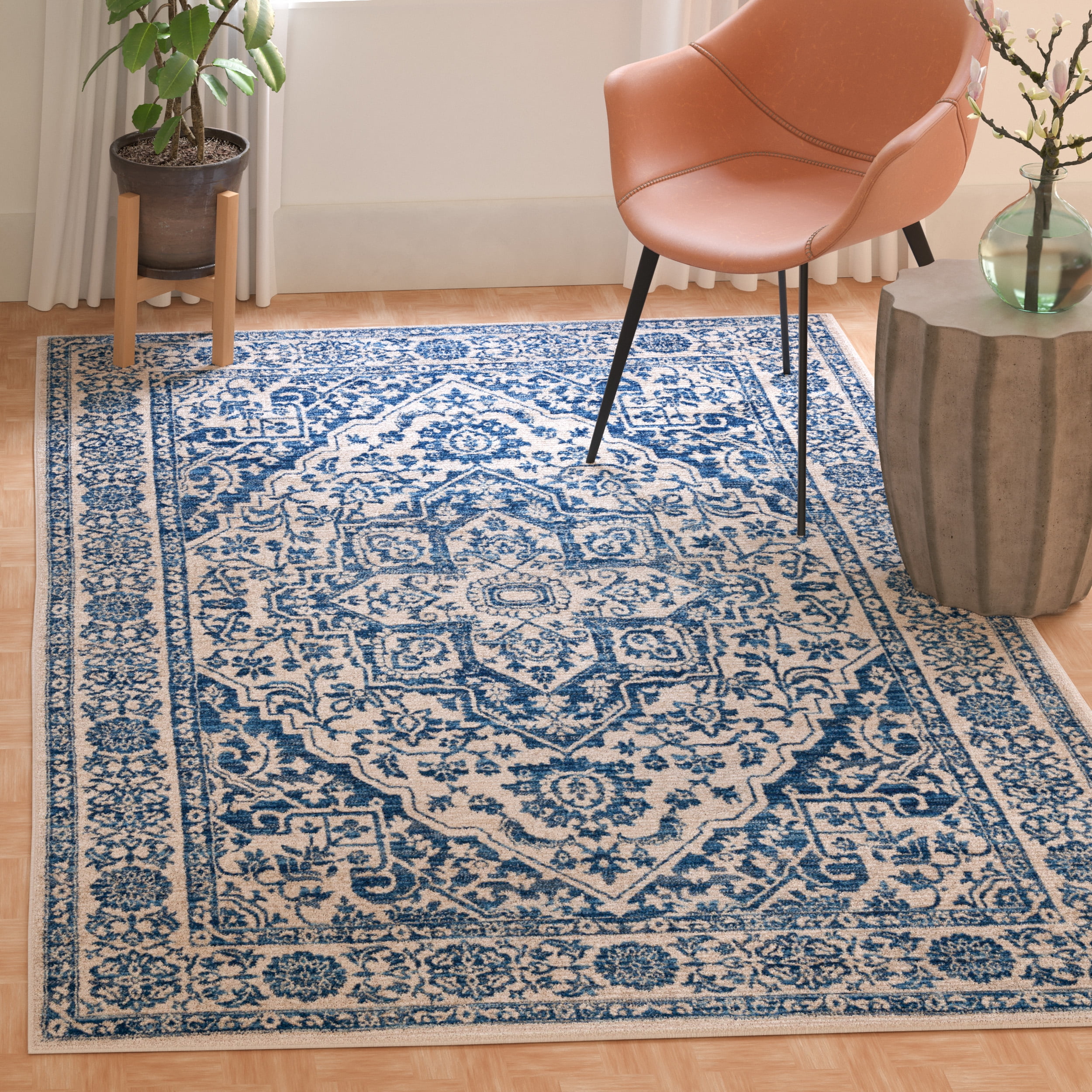 SAFAVIEH Brentwood Adams Oriental Area Rug, Navy/Light Gray, 11' x 15'