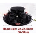 thumbnail image 5 of Organza Fascinator Hat - Women's Wide Brim Church Bridal Tea Party Wedding Hat, 5 of 6