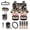 Black and Multi - Daisy Stripe, variant on LedBack Highland Cow Print Automotive Seat Covers Full Set Includes High Back Bucket Seat Covers for Car Front Back Seats Steering Wheel Cover Safety Belt Pads Rear View Mirror Protector