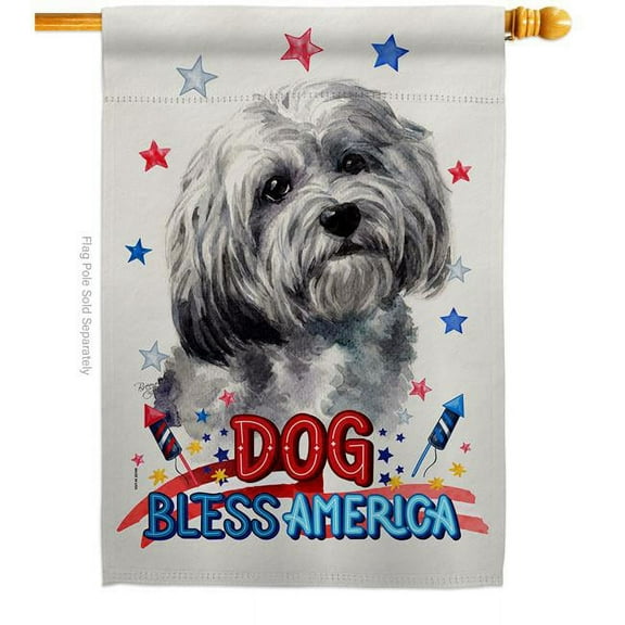 Breeze Decor H120149-BO Patriotic Havanese Animals Dog 28 x 40 in. Double-Sided Decorative Vertical House Flag for Decoration Banner Garden Yard Gift