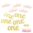 thumbnail image 2 of Masteelf First Birthday Cake Topper Assorted Color Paper Decorations for Cake Decoration 20pcs Pink Crowns and Glitter Letters, 2 of 11