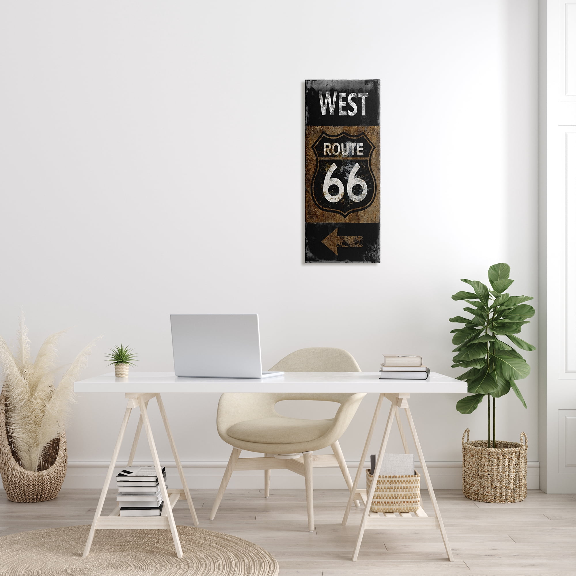 Stupell Industries Rustic Highway Route 66 Symbol Left Arrow Directional, 13 x 30, Designed by Luke Wilson