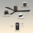 thumbnail image 5 of Matthews Fan Company IR3H-WN-BK-60 Irene 60" Walnut Hugger Ceiling Fan with 3 Matte Black Blades, Remote and Wall Control, Indoor/Outdoor Damp Rated, 5 of 6