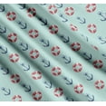 thumbnail image 3 of Soimoi Green Cotton Cambric Fabric Life Ring & Anchor Hook Nautical Print Fabric by Yard 56 Inch Wide, 3 of 7