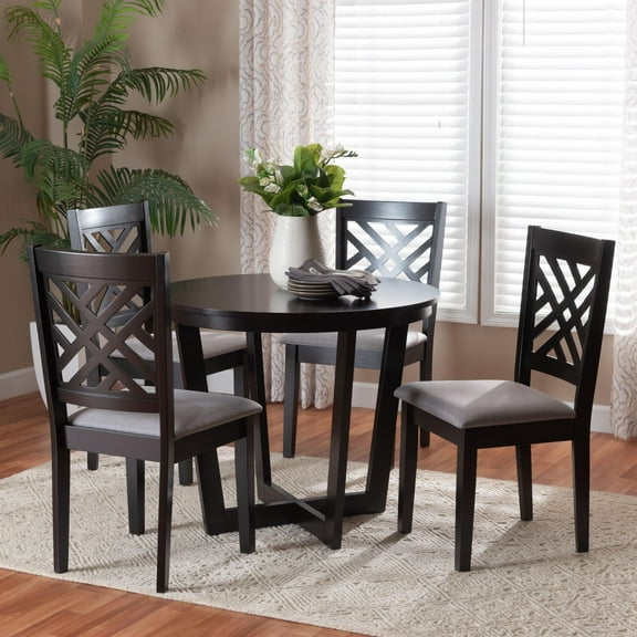 Baxton Studio Alena Modern Dining Set, 5-Piece, Grey