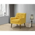 thumbnail image 3 of Ryder Mid Century Modern Yellow Woven Fabric Tufted Armchair, 3 of 5