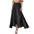 thumbnail image 1 of VISgogo Falda larga ahumada para mujer, falda con abertura de color sólido de cintura alta informal de verano para adultos VISgogo moda, 1 of 8
