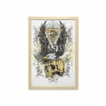thumbnail image 1 of Tattoo Wall Art with Frame, American Eagle Wings Wide Open Top of Skull Carrying Brick Wall with Eye Print, Printed Fabric Poster for Bathroom Living Room, 23" x 35", Brown and White, by Ambesonne, 1 of 2
