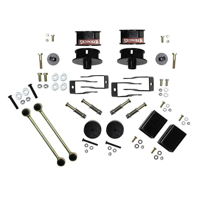 Fits 2018-2023 Jeep Wrangler JL Skyjacker Suspensions Lift Kit Suspension JL25MSB 2-1/2 Inch Front Lift; 2 Inch Rear Lift; Black Components