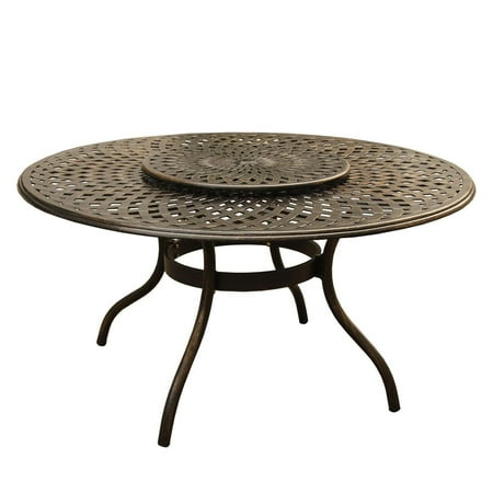 table round lazy dining patio susan aluminum outdoor lattice bronze mesh cast tables furniture modern cc living walmart contemporary umbrella