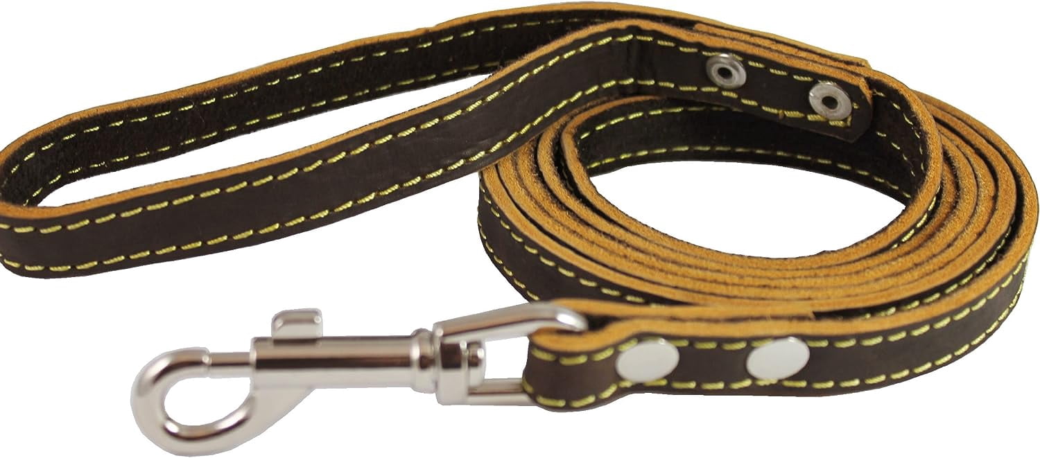 Genuine Thick Leather Dog Leash 5/8" Wide 6 ft, Medium, Large