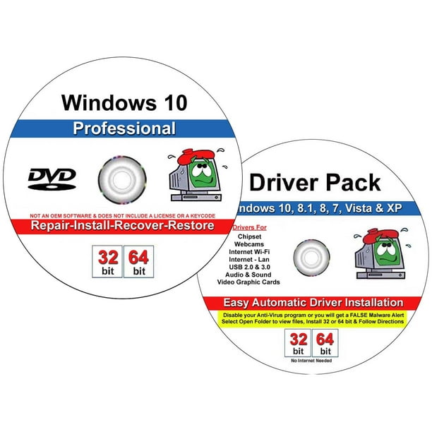 Windows 10 Professional 32 64 Bit Repair Recover Install Restore Dvd 19 Drivers Walmart Com Walmart Com