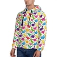 thumbnail image 3 of Kdxio Colorful Dinosaurs Print Mens Casual Hooded Collar Drawstring Hoodies Pullover Sweatshirts Casual Long Sleeve Shirts-X-Large, 3 of 7