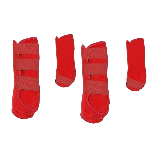 koolsoo 4Pcs Horse Boots Neoprene Leg Protection for Training Equestrian Accessories red
