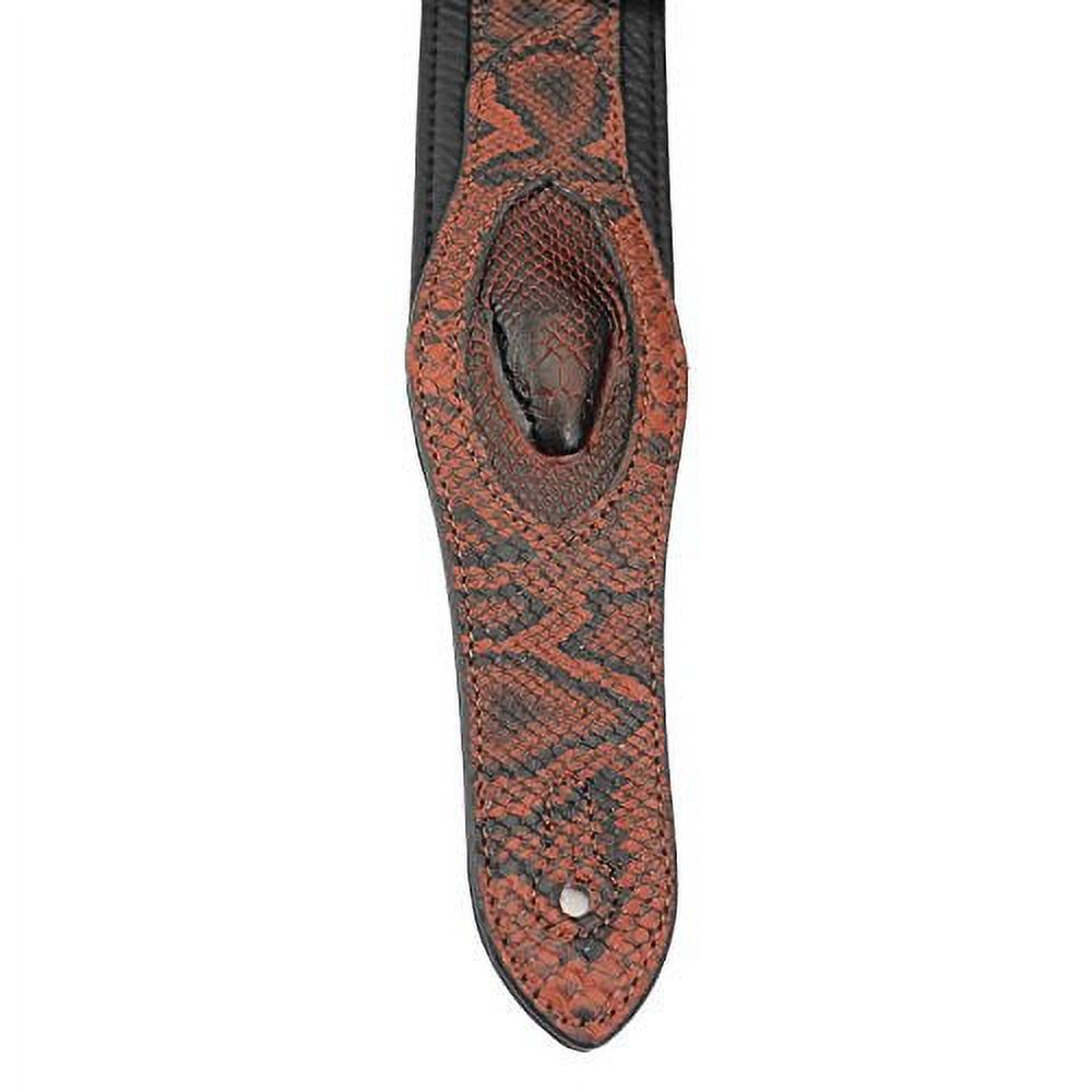 Walker & Williams SF-01 Copperhead Snakeskin Pattern Padded Guitar Strap with Snakehead