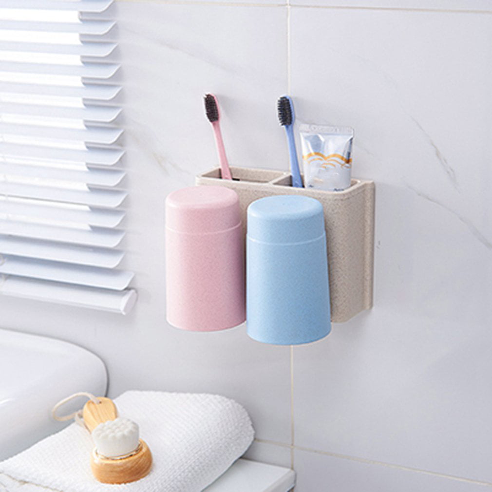 2/3/4 Cups Suction Stand Home Bathroom Wall Mount Details about   Wheat Straw Toothbrush Holder 