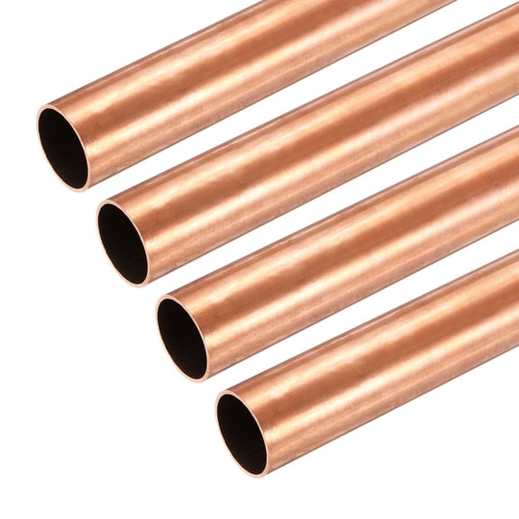 Uxcell Copper Round Tube, 20mm OD x 0.5mm Wall Thickness x 100mm(4") Length Pure Copper Tube Seamless Metal Straight Pipe Tubing for DIY Crafts Industry Construction(Pack of 4)