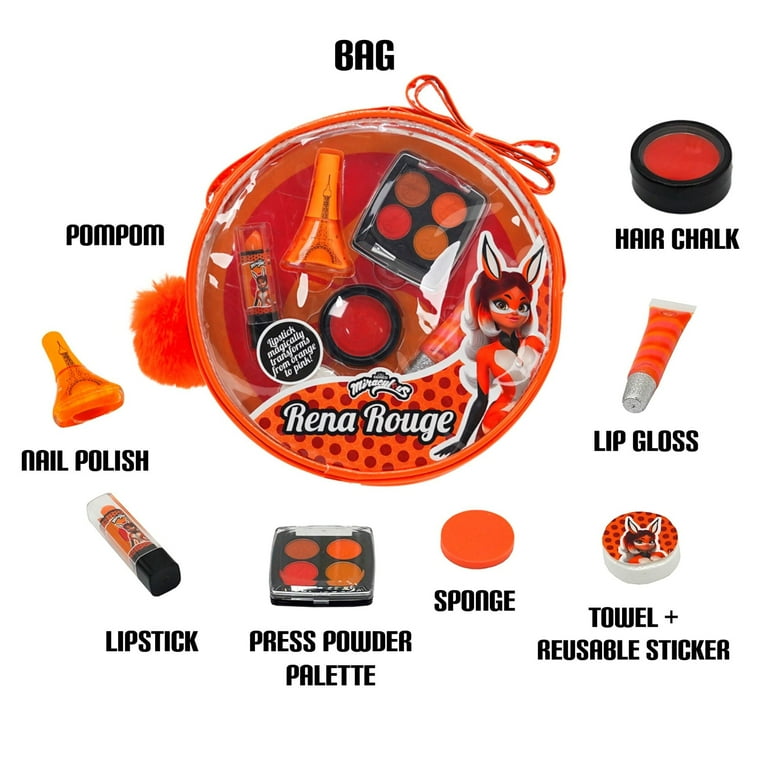 Miraculous Ladybug Kids Makeup Set - 10 Piece Bag with Nail Polish