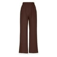 thumbnail image 5 of Lace Linen Pants Women Palazzo Pants Casual Flowy Pants Wide Leg Summer Beach Trousers with Pockets Brown 2XL, 5 of 8