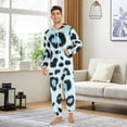 thumbnail image 5 of Blue Black Leopard Skin Print Adult's Hoodie Onesie Jumpsuit One-Piece Pajamas with Zipper Unisex for Holiday XL, 5 of 7
