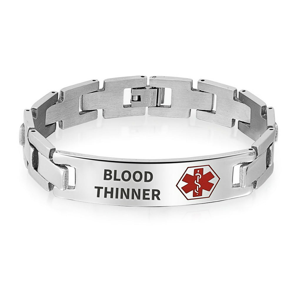 Blood Thinner Identification Medical Alert ID U Link Bracelet for Men 8 ...