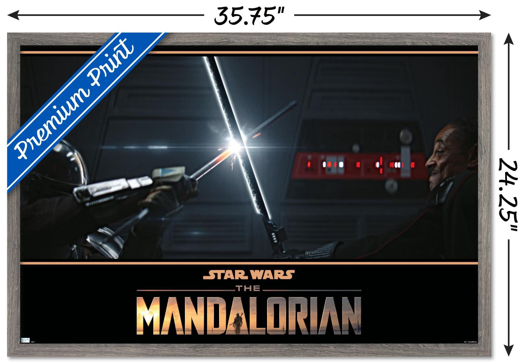 Star Wars: The Mandalorian Season 2 - Din Djarin vs. Moff Gideon Wall Poster, 22.375" x 34", Framed