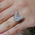 thumbnail image 4 of Rhodium Plated Sterling Silver 925 Micro Pave Clear CZ Butterfly Ring White Female Size 6, 4 of 4