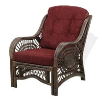 SK New Interiors Malibu Lounge Armchair ECO Natural Rattan Wicker Handmade Design with Dark Brown Cushion, Dark Brown