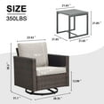 thumbnail image 6 of POCASSY Outdoor Swivel Chairs Set of 2 with Square Metal Side Table, Patio Bistro Set for Porch, Garden, Beige, 6 of 8