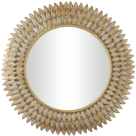 DecMode 32" x 32" Gold Radial Leaf Wall Mirror
