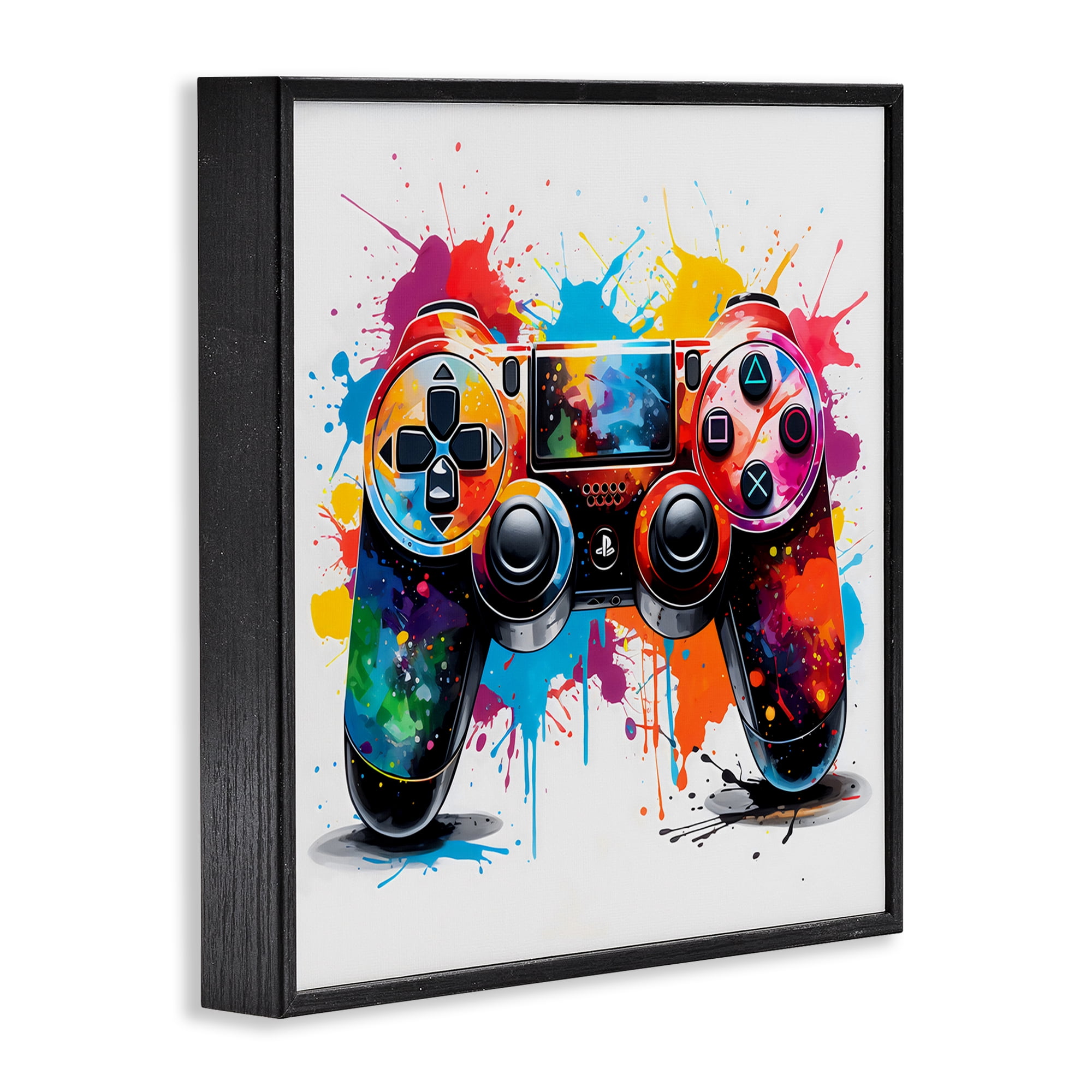 Stupell Industries Playful Bright Game Controller Black Framed Giclee Art, design by Creative Studio