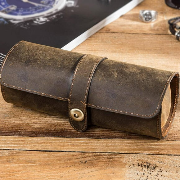 3 Slot Vintage Handmade Exquisite Watch Roll Pouch Organizer for