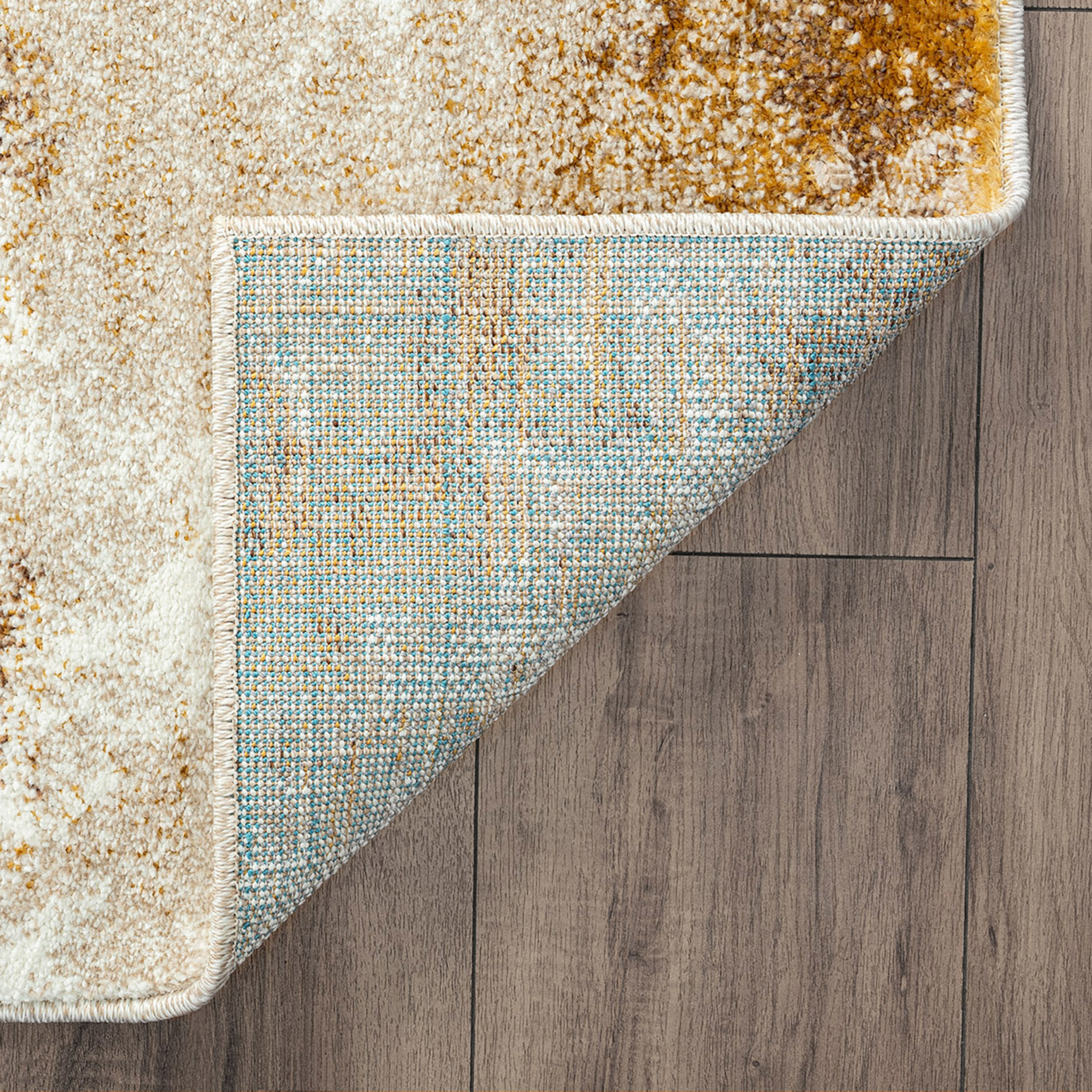 Contemporary 5x8 Area Rug (5'3'' x 7'3'') Abstract Yellow, Gray Living Room Easy to Clean