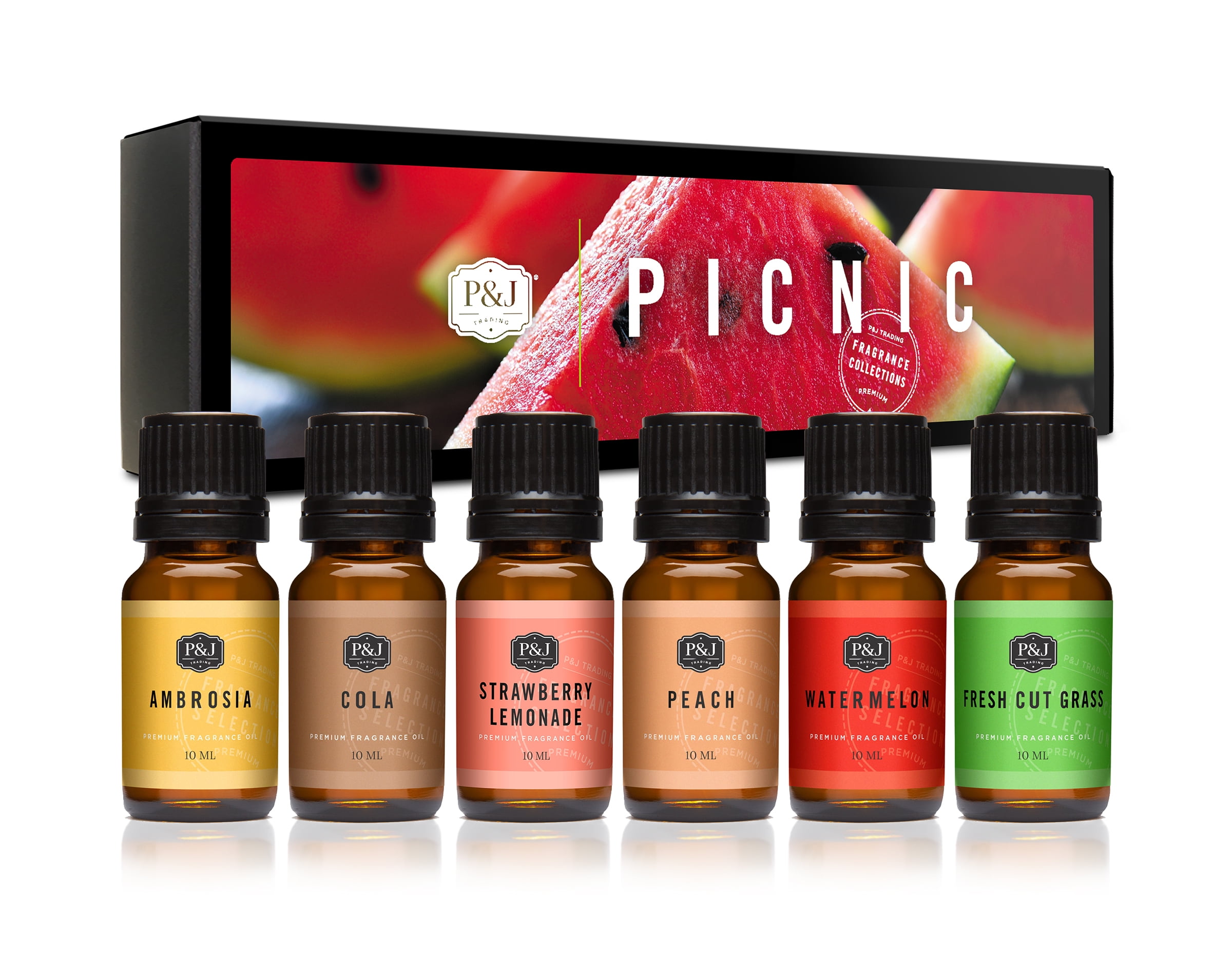 P&J Picnic Set of 6 Premium Fragrance Oil for Candle Making & Soap Making,  Lotions, Haircare, Diffuser Oils Scents 