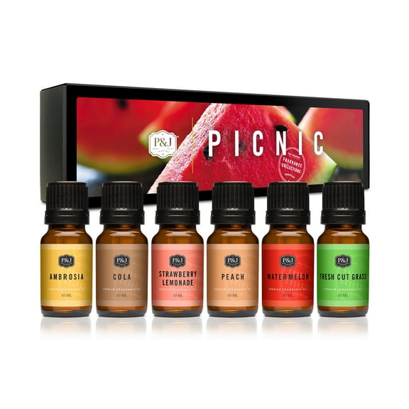 P&J Picnic Set of 6 Premium Fragrance Oil for Candle Making & Soap Making, Lotions, Haircare, Diffuser Oils Scents