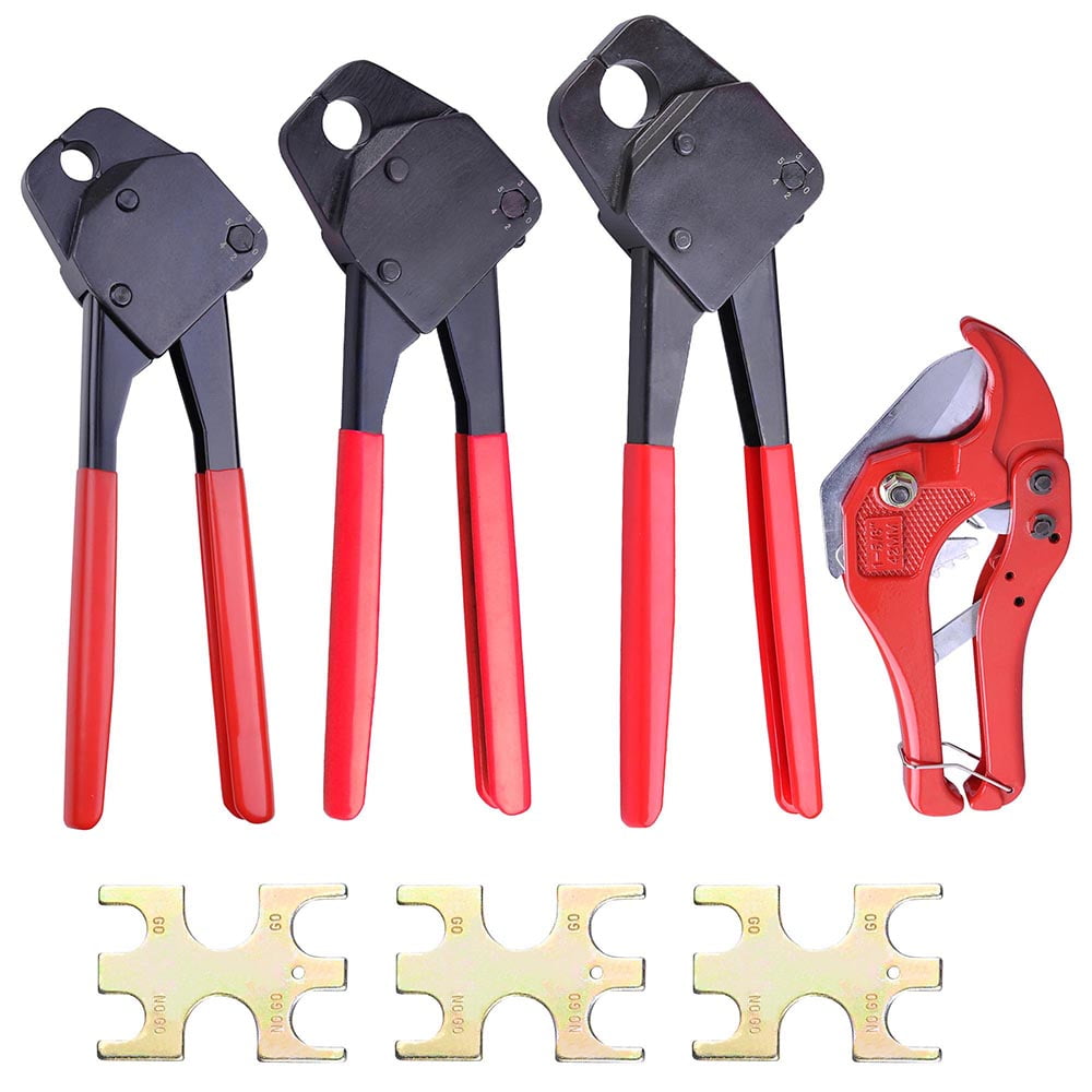 Iwiss Set of 2 PEX Crimper Crimping Tools with 1/2" 3/4" Angle with "Go-No Go" 
