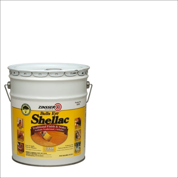 Clear, Zinsser Bulls Eye Shellac Flat - 300, 5 Gallon- 1 Pack