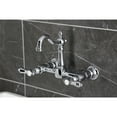 thumbnail image 3 of Kingston Brass KS2441BAL Heirloom Double-Handle Wall-Mount Bridge Kitchen Faucet, Polished Chrome, 3 of 7