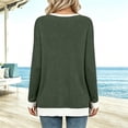 thumbnail image 6 of Kezqiaxn Shirts for Women Trendy Spliced Long Sleeve Crew Neck Knitted Casual Tops with Pockets Womens Blouses Winter Clothes, 6 of 8