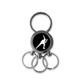 thumbnail image 1 of Deporte patinaje negro silueta De acero inoxidable Anillo de metal llavero llavero clip auto regalo, 1 of 3